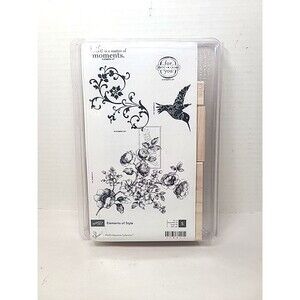 Stampin' Up Elements of Style Rubber Stamp Set of 5 Floral Humingbird Retired